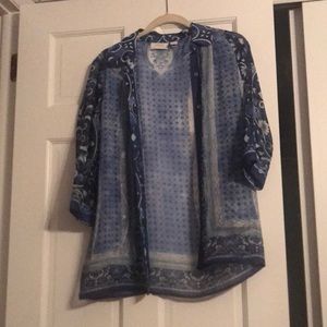 Blue and white Chico’s button down top